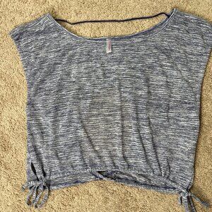 Free People Movement Tank Women S Blue Muscle Striped Sheer Cinched Yoga Pilates